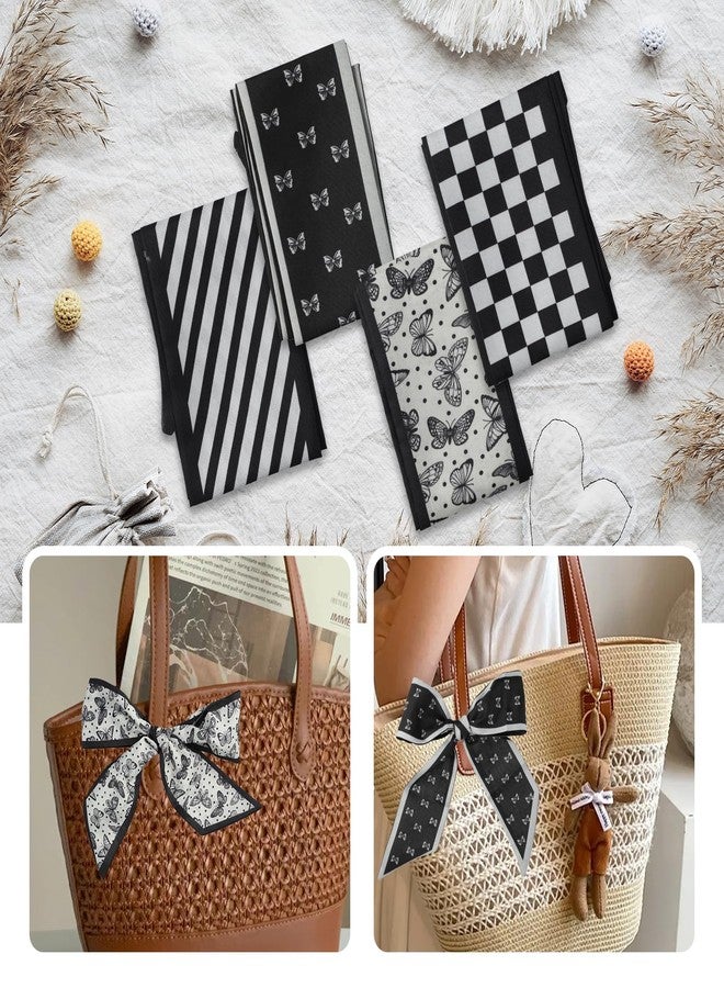 PKRFCJ 4 PCS Purse Scarf, Multifunctional Bag Scarf for Handbags, Classic and Stylish, Can Be Used as a Bag Hair Towel Gift (Black) - Image 4